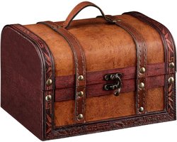 Kleine houten schatkist 22 x 14 x 14 cm - geschenkkist kleine houten kist - schatkist verjaardagsfeestje voor kinderen - schatkist bruiloft