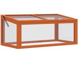 Kleine Kas 90 x 46 x 40 cm Oranje Hout Plantenbak Met Dak Deksel Wind- en Waterdichte Ontwerp Geschikt voor Tuin, Balkon en Patio