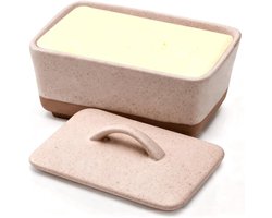 Kleine keramische botervloot met deksel en handvat, vintage porseleinen botervloot voor standaard boter, ideaal voor kaas en tafelpresentatie