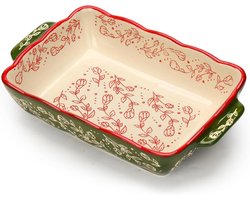Kleine keramische ovenschaal voor lasagne, tiramisu en andere ovengerechten met handvatten