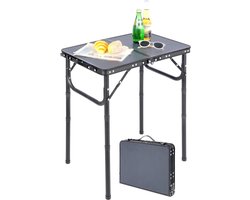 Kleine klaptafel in hoogte verstelbaar lichtgewicht draagbare campingtafel opvouwbaar voor buiten picknick koken binnenshuis donkergrijs