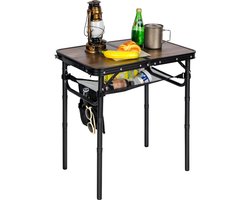 Kleine klaptafel, in hoogte verstelbaar met opbergnet, lichte draagbare campingtafel, inklapbaar voor picknick koken buiten binnen