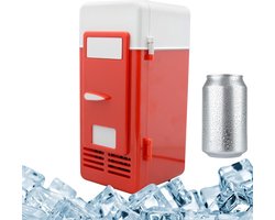Kleine koelkast - Persoonlijke koeler - Drank koelen - Stille werking - Compact formaat - Rood