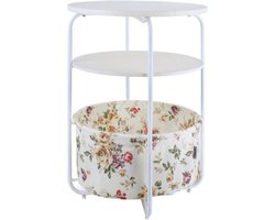 Kleine Koffietafel - Bijzettafel Hoekkast - Woonkamer Inrichting - Met Stoffen Mand - 42x42x54 cm - Niet Gespecificeerd