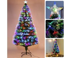 Kleine Kunstkerstboom - Kerstboom met Verlichting - Fiber Optic Verlichting - 60 cm - Multicolor LED - Binnengebruik - Inclusief EBOOK
