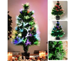 Kleine Kunstkerstboom met Verlichting - Mini Kerstboom - Fiber Optic Verlichting - 45 cm - Multicolor - Binnengebruik - Inclusief EBOOK