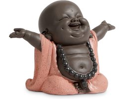 Kleine lachende Boeddha - Schattig monnikbeeldje, Keramisch Ornament voor Bureau en Woonkamer Decoratie