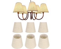Kleine Lampenkappen Set van 6 - Clip-On Kroonluchter, Wandlamp Afdekking van Wit Linnen