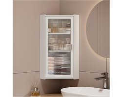 Kleine medicijnkast, hoek Badkamerkast Muurbevestiging met Glazen Deuren, Badkamer Wandkast Boven Het Toilet, Compacte Hangkast voor Badkamer Keuken Wasruimte slaapzalen(Transparent,25 * 70cm)