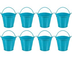 Kleine Metalen Emmer - Mini Gegalvaniseerd - Ambacht Decoratie - Met Handvat - Kleurrijk Blauw