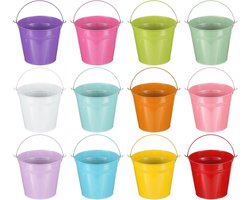 Kleine Metalen Emmers 12 Stuks - Kleurrijke Mini Opbergemmers voor Decoratie, Feestjes en DIY