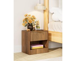 Kleine nachtkast met lade - houten nachttafels voor kinderen - nachtkast 39x39x28cm - bijzettafel voor slaapkamer - woonkamer - kantoor - walnoot