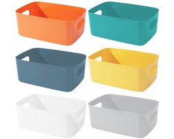 Kleine opbergdozen - multifunctioneel - set van 6 - kleurrijk - kunststof - 20,5 x 14,5 x 7,5 cm