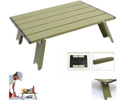Kleine opvouwbare campingtafel - opvouwbare buitentafel – mini-strandtafel met draagtas - Kampeer opvouwbare tafel - Draagbare opvouwbare picknicktafel - Lichtgewicht campingtafel van aluminiumlegering - groen