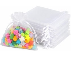 Kleine organza zakjes 10 x 12 cm, 50 stuks met trekkoord, ideaal voor trouwfeest, sieraden en cadeaus