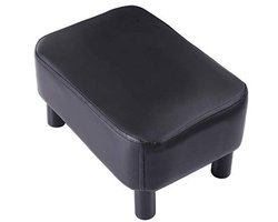 Kleine Ottomaanse Voetsteun van PU-leer - Rechthoekige Voetenbank voor Woonkamer en Slaapkamer - Comfortabele Kruk met Gevoerde Zitting