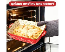 Kleine ovenschaal voor 1-2 personen, keramische lasagnepan, ideaal voor ovenschotels en tiramisu, vintage design, perfect als keukenaccessoire en cadeau (20 x 17 x 5 cm)