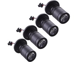 Kleine plafondspots 3W - Mini-opbouwspot met transformator voor glazen vloeren en meubels - Set van 4 stuks - Zwart