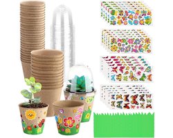 Kleine Plantenpotten - Knutselkit Planten - Kinderen Leren Tuinieren - Met Afdekkoepels - 30 Stuks - Multicolor