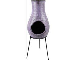 Kleine potkachel - aardewerk bol - klei - paars - sfeerhaard tuin tuinhaard schoorsteen - paars - 70 cm