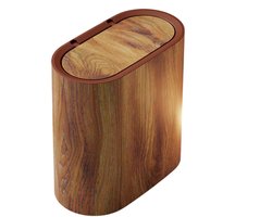 Kleine Prullenbak - Afvalbak Deksel - Ruimte Besparen - Marmer Afwerking - 29 cm Hoog - Houtkleur