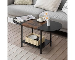 Kleine Salontafel - Bijzettafel Woonkamer - Ruimte Besparen - Industrieel Design - 39 x 90 x 47 cm - Bruin Zwart