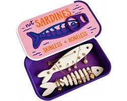 Kleine Sieradendoos - bedrukte sardine tinnen etui - Mini reissieradendoosje - Anti-klit-organizer - bijouterie kistje - opbergdoos - Perfect voor oorbellen, kettingen en cadeaus - kunststof - 10x6x3cm - Paars