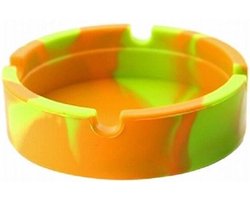 Kleine Siliconen Zachte Ronde Asbak - Geel Oranje - Ash Tray - Glow in the dark - Sigarettenhouder - Duurzaam - Niet Breekbaar