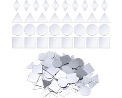 Kleine Spiegels voor Creatieve Projecten - 120 Stuks in 4 Vormen: Driehoek, Vierkant, Rond en Ruit - Zelfklevende Mozaïek Spiegels voor Wanddecoratie en Disco Ballen