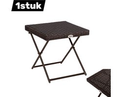 Kleine tafel - voor tuin, woonkamer, slaapkamer - opvouwbaar - rotan - 40x40x40 cm - metaal - bruin - geschikt voor tuinmeubelen en terras - 1 stuk