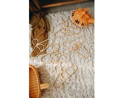 Kleine Tijntje rotan kinderkledinghangers set - 3 stuks - kleerhangers - duurzaam - rattan