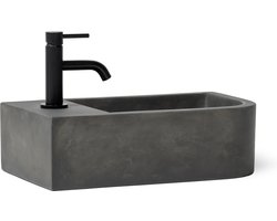 Kleine toilet fontein beton - dusk grijs cement - muur fontein klein - design - premium kwaliteit - ideaal voor de kleine badkamer of toilet - 44 x 25 x 13 cm