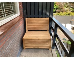Kleine tuinbank met opbergruimte - 80 x 60 x 90 cm - Duurzaam Teakhout - Blijft strak en mooi - Sterke constructie om lang mee te gaan
