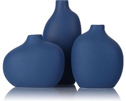 Kleine vaas set van 3 - schattige marineblauwe woondecoratie - bloemen vazen - eettafel centerpieces - blauwe woonkamer decor