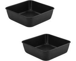 Kleine vierkante ovenschaal set van 2, antiaanbak, ideaal voor taart, brownie en snacks