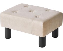 Kleine voetenbank met houten poten - Multifunctionele ottomaanse kruk voor woonkamer en kantoor