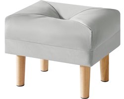 Kleine Voetenbank - Moderne Ottomaanse Voetsteun - 1 stuk - Grijs - Kunstleer - 40 x 29 x 32 cm