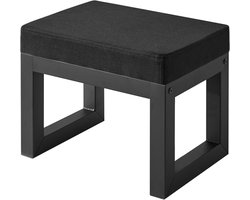 Kleine voetenbankje, voetenbankje, rechthoekig, linnen, voetensteun, kruk met gevoerde zitting en metalen poten, moderne voetensteun voor woonkamer, slaapkamer, stoel, zwart