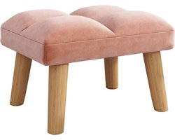 Kleine voetenbankkruk - moderne gestoffeerde bank voetensteun - fluwelen voetenbank - poef bankkruk voor woonkamer slaapkamer - roze - 40 x 30 x 27 cm - HBD032P