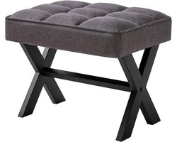 Kleine voetensteun van 305 cm vierkante linnen voetenbank met metalen X-poot multifunctioneel als kleine bijzettafel opstapkruk voor woonkamer slaapkamer entree kantoor