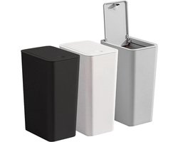 Kleine vuilnisemmers set - 10 l met pop-up-deksel - moderne afvalemmers - prullenmanden voor slaapkamer woonkamer - keuken toilet kantoor - wit grijs zwart