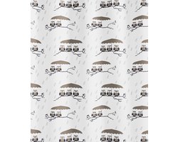 Kleine Wolke - Douchegordijn Eulen taupe 180x200cm