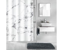 Kleine Wolke Douchegordijn Marble 180x200 cm wit en grijs