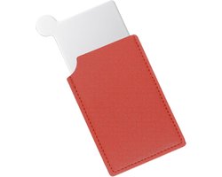 Kleine zakspiegel voor handtas, compacte spiegel van roestvrij staal met lederen etui, handspiegel voor vrouwen op reis (oranje, 2,5 x 3,66 cm)