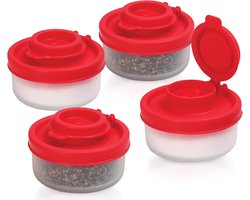 kleine zout- en peperstrooiers voor onderweg - mini-strooierset voor zout en peper met deksel om mee te nemen - perfect voor op reis, kamperen en to-go - afsluitbaar - 40g, verpakking van 4