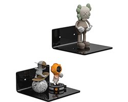 Kleine zwarte wandrekken 15 cm, set van 2 – Wandgemonteerde display-rekken voor slaapkamer en woonkamer