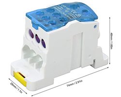 Klem voor DIN-rail, aansluitdoos, 690 V, 160 A, merkvertragende messing aansluiting voor stroomvoorziening (blauw)