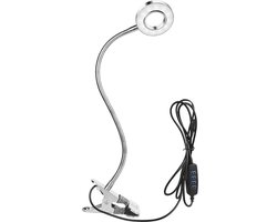 Klemlamp met 3 Verlichtingsmodi en 10 Helderheidsniveaus - Dimbare Bureaulamp met Geheugenfunctie en Instelbare Zwanenhals