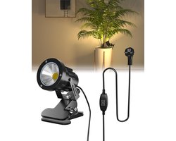 Klemlampen - IP65 Waterbestendige Klemspotlamp met On/Off Schakelaar Binnen- en Buitenklemspotlamp voor Planten 7W LED Clip-spotlamp met Stopcontact, Warme Wit 3000K, 1,78m Kabel [Energieklasse G]
