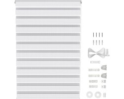 Klemmfix Duo Rolgordijn Dubbel Rolgordijn 70x120cm Zonder Boren Lichtdoorlatend En Verduisterend Zebrarol Voor Raam En Balkon Wit NAIZY